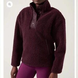 NWOT ATHLETA Cozy Sherpa Snap Sweatshirt Pullover